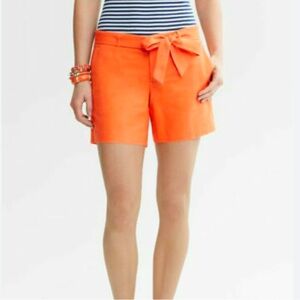 Banana Republic Linen & Cotton Blend Orange Belted Shorts 🧡
